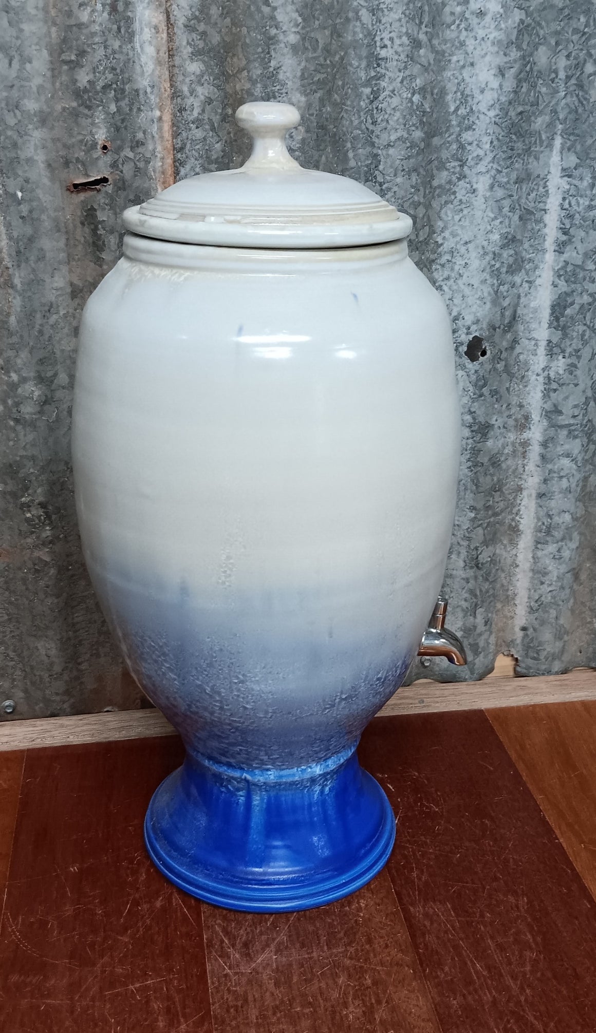 On Sale Water Filter - Crystalline Blue White - Peter Wallace Pottery