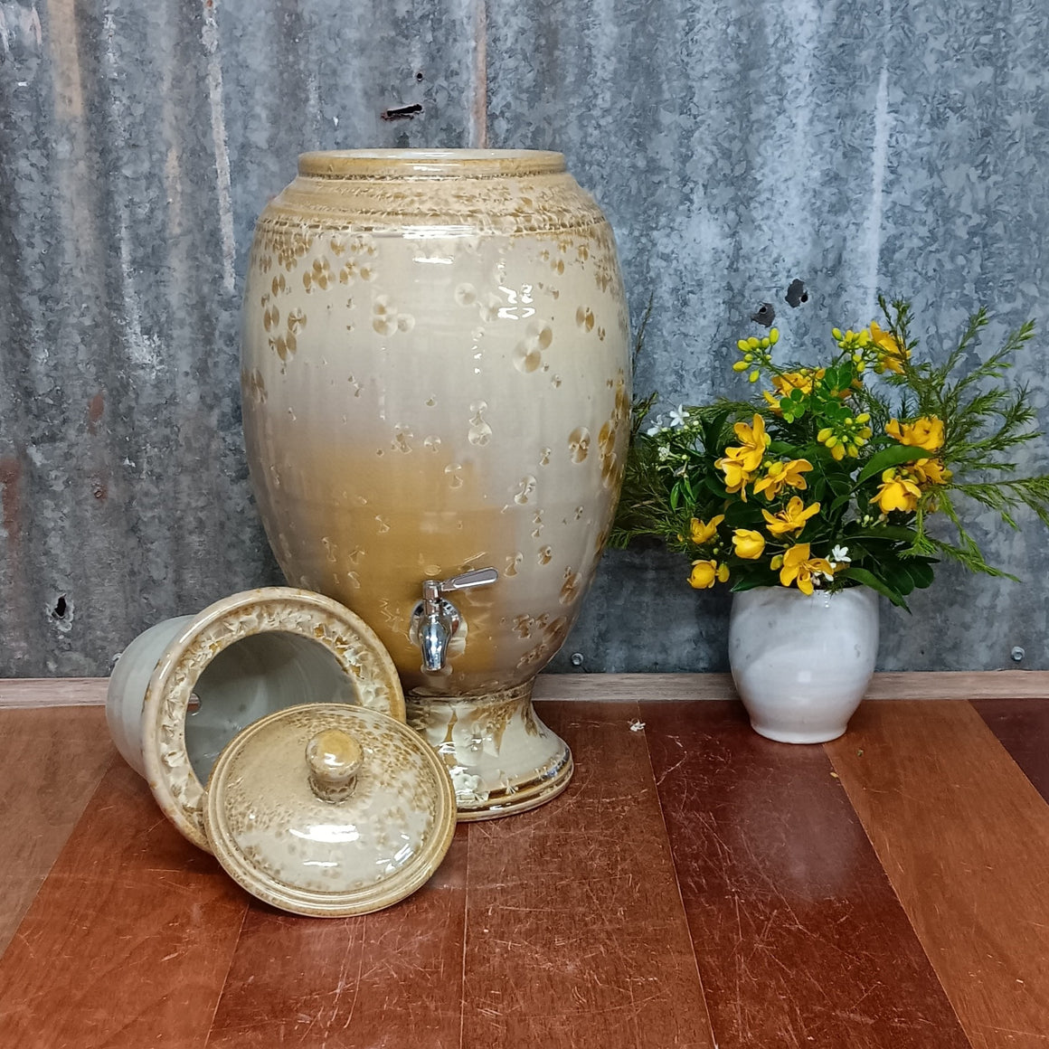 Crystalline Gold Ceramic Water Filter - Peter Wallace Pottery