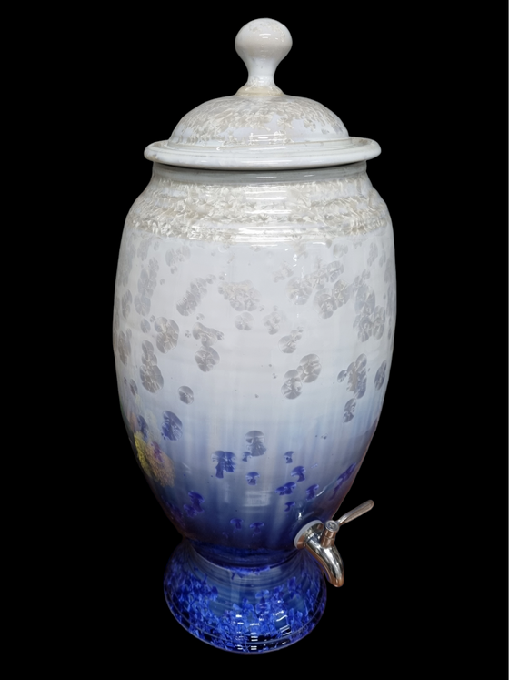 Crystalline Blue & White Ceramic Water Filter - Peter Wallace Pottery