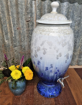 Crystalline Blue & White Ceramic Water Filter - Peter Wallace Pottery