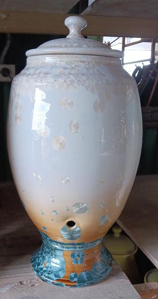 .Crystalline Nickle and White Ceramic Water Filter - Peter Wallace Pottery