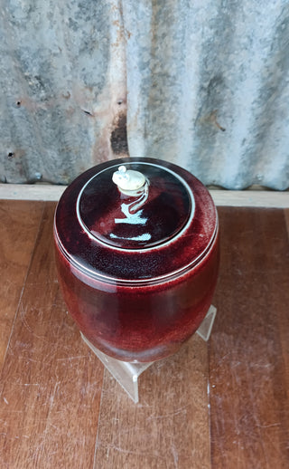 Copper Red lidded Myska Vase Medium