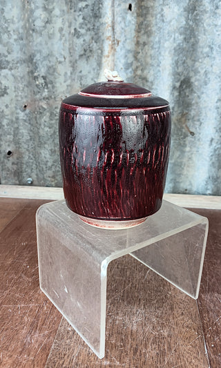 Copper Red lidded Myska Vase small