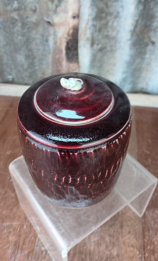 Copper Red lidded Myska Vase small