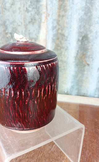 Copper Red lidded Myska Vase small