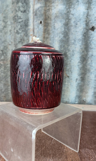 Copper Red lidded Myska Vase small