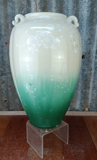 Crystaline Glaze Large vase Green and White