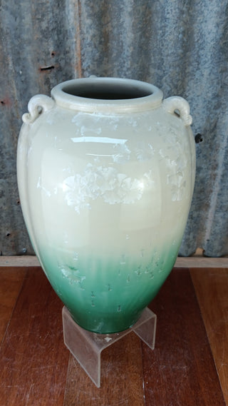 Crystaline Glaze Large vase Green and White