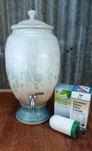 Crystalline Nickle & White Ceramic Water Filter