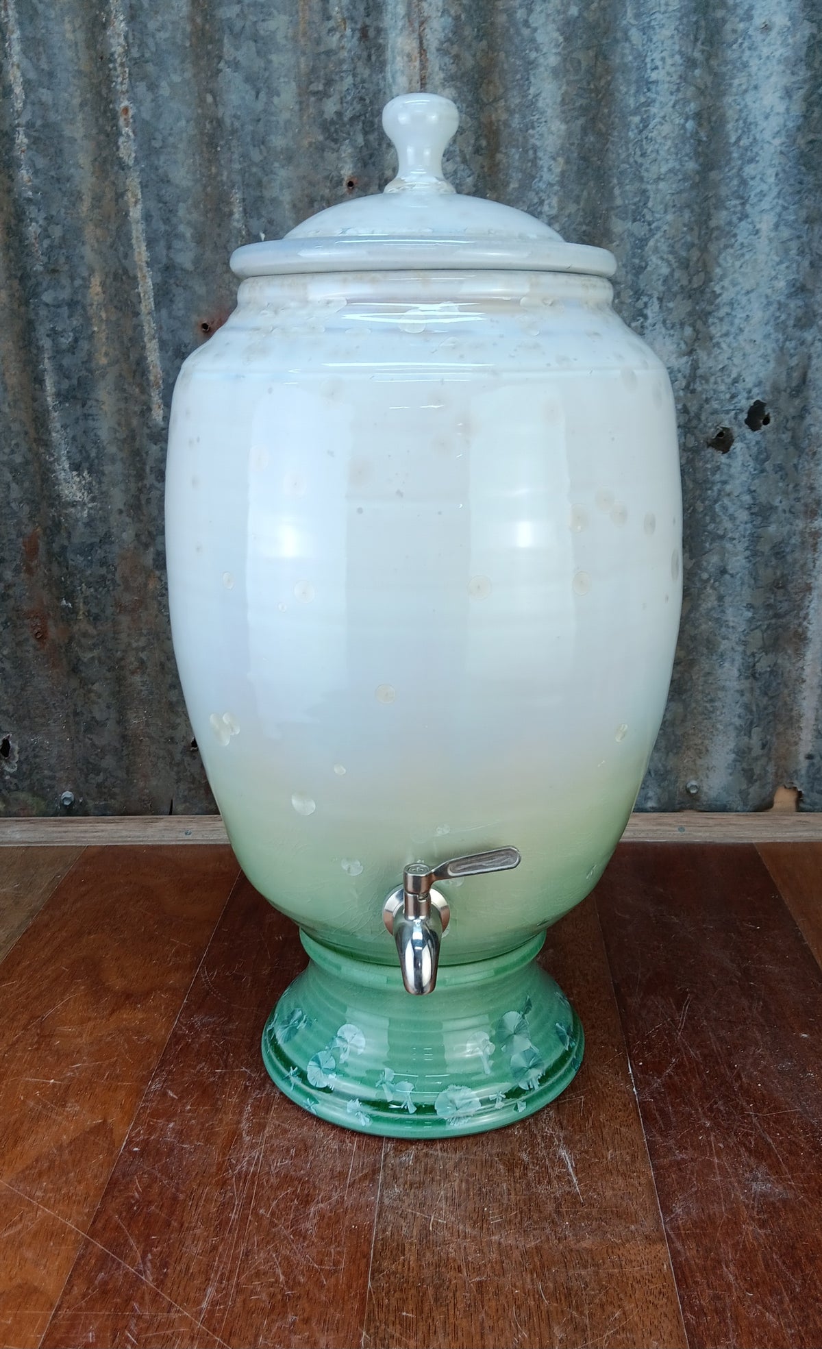 .Crystalline Green & White  Ceramic Water Filter