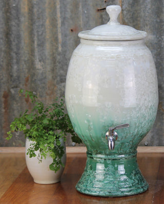 Crystalline Green & White Ceramic Water Filter - Peter Wallace Pottery