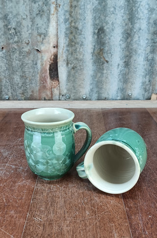 Mugs - Crystalline - Green - Peter Wallace Pottery