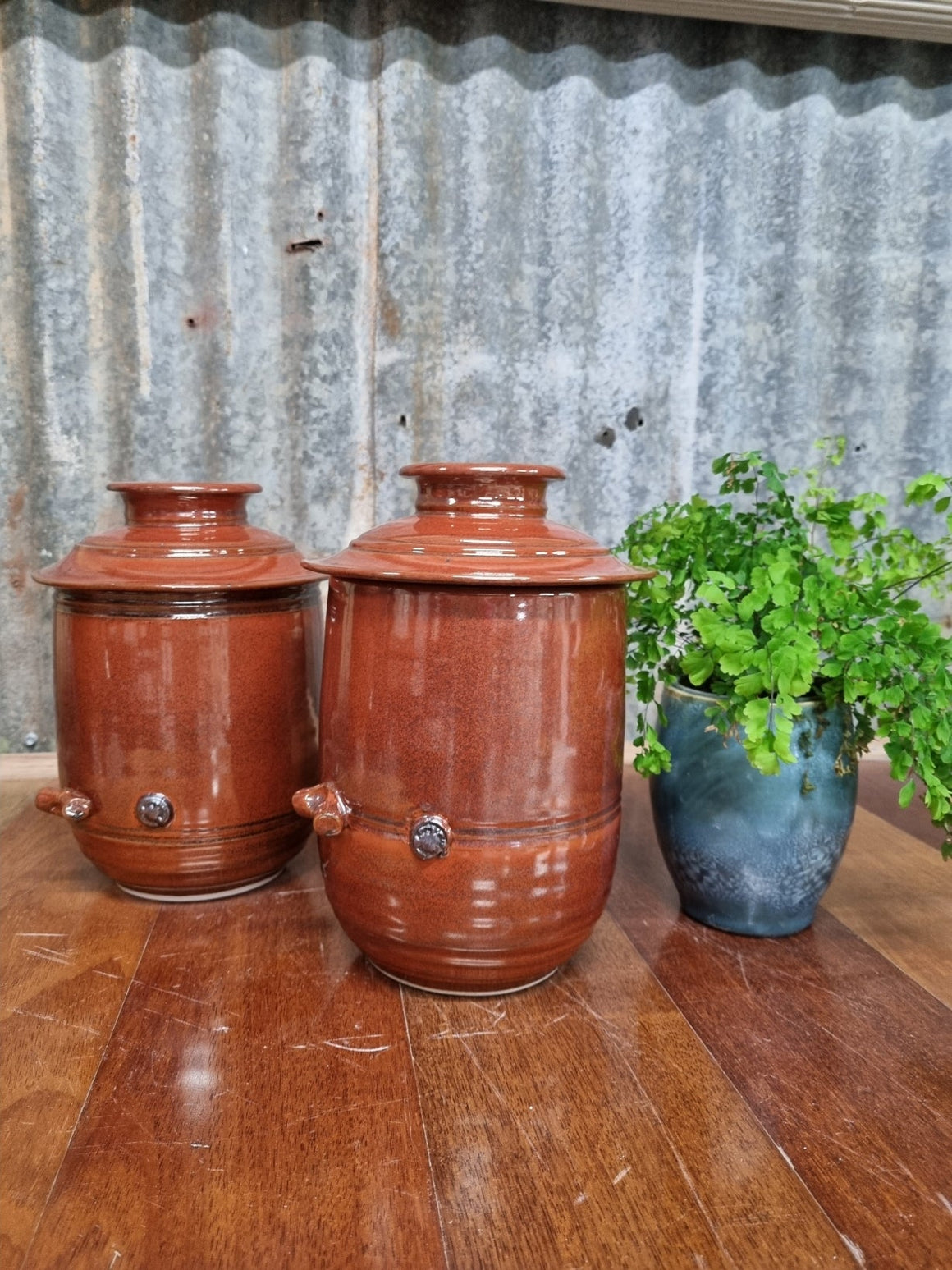 Mary Valley Fermentation Crocks - Tomato Red - Peter Wallace Pottery