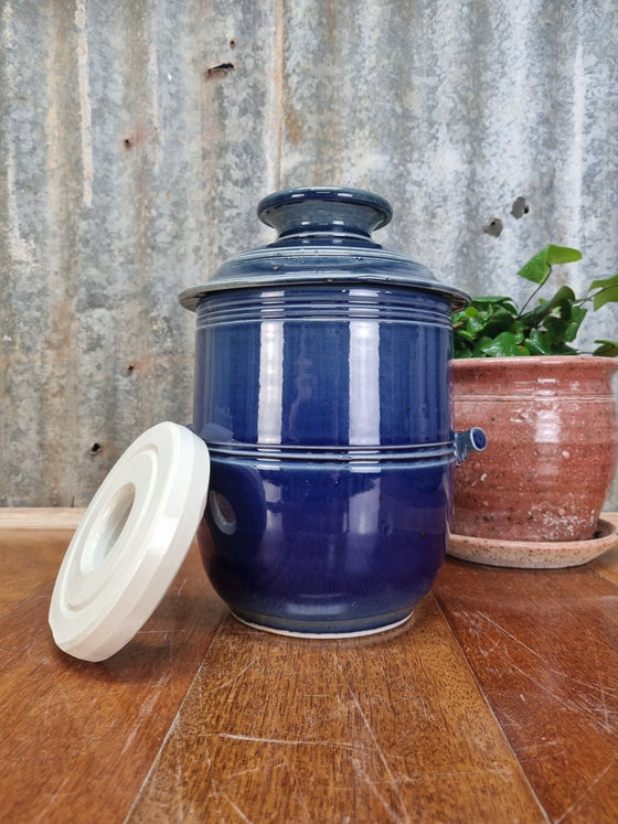 Mary Valley Fermentation Crocks - English Blue - Peter Wallace Pottery