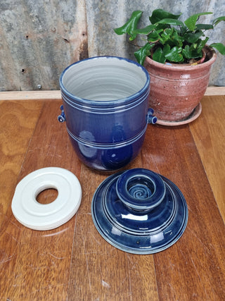 Mary Valley Fermentation Crocks - English Blue - Peter Wallace Pottery