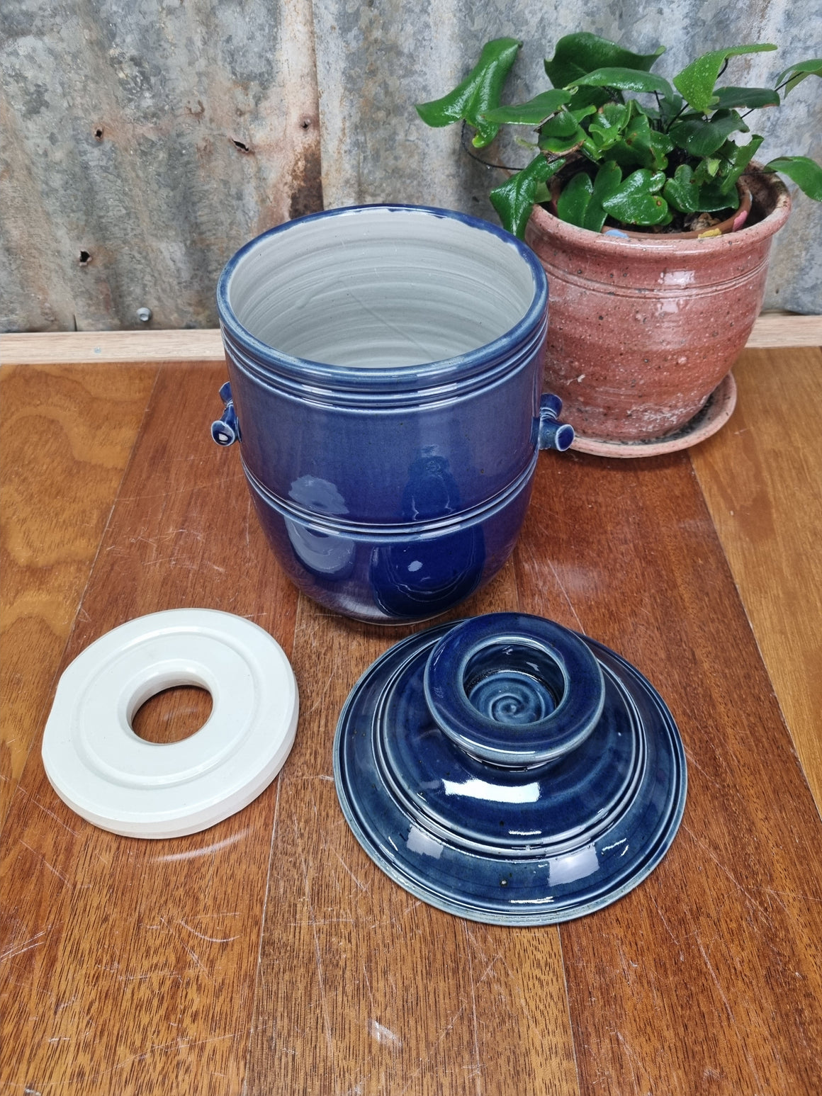 Mary Valley Fermentation Crocks - English Blue - Peter Wallace Pottery