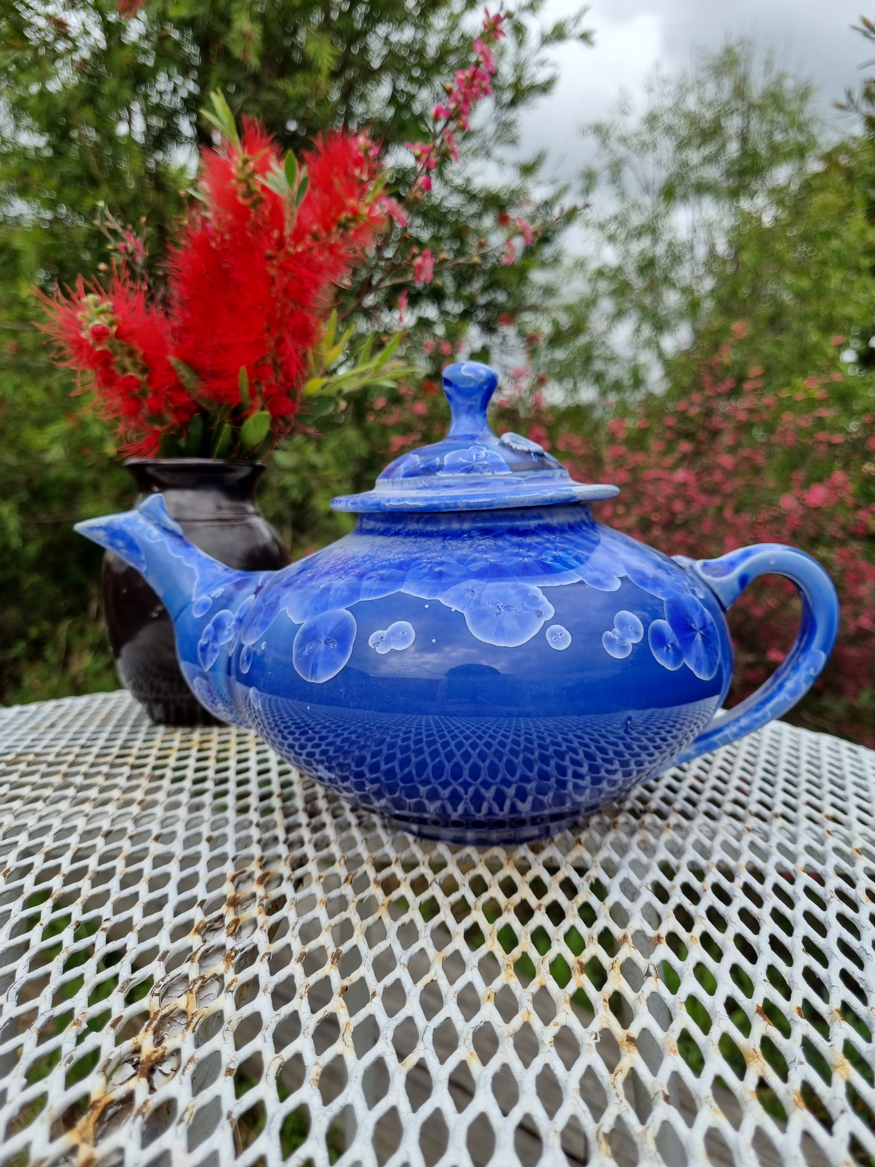 Tea Pot - Crystalline - Blue - Peter Wallace Pottery