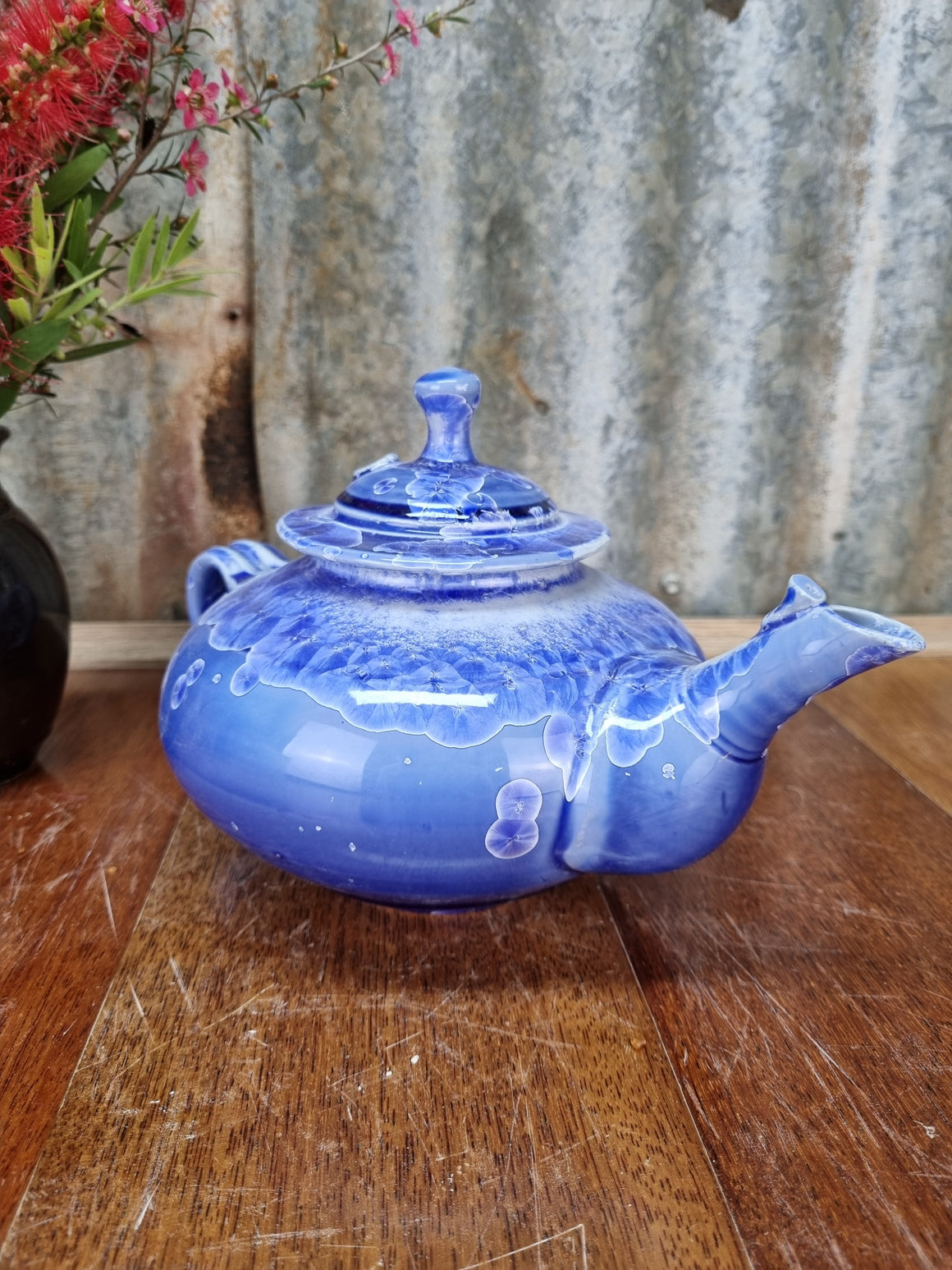 Tea Pot - Crystalline - Blue - Peter Wallace Pottery