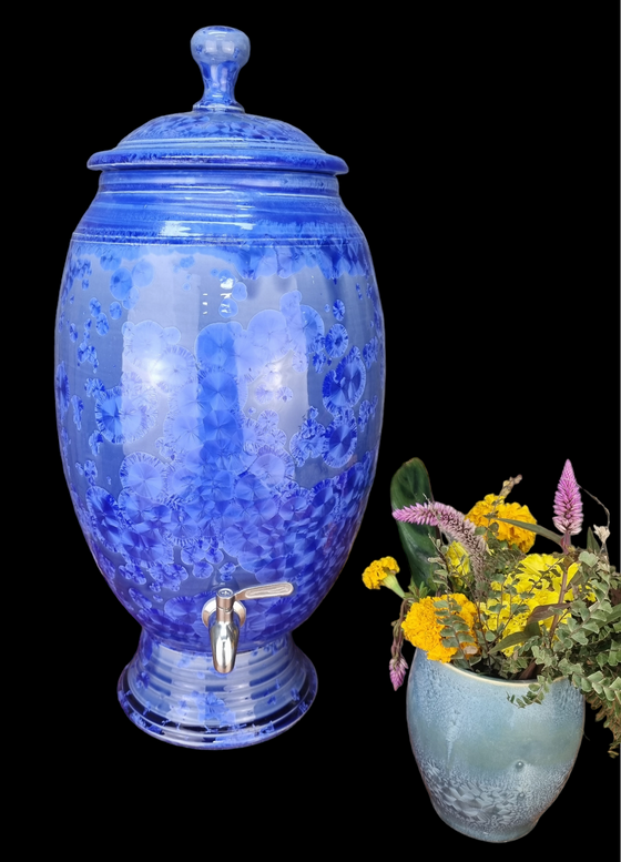 Crystalline Blue Ceramic Water FIlter - Peter Wallace Pottery
