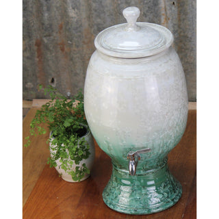 Crystalline Green & White Ceramic Water Filter - Peter Wallace Pottery