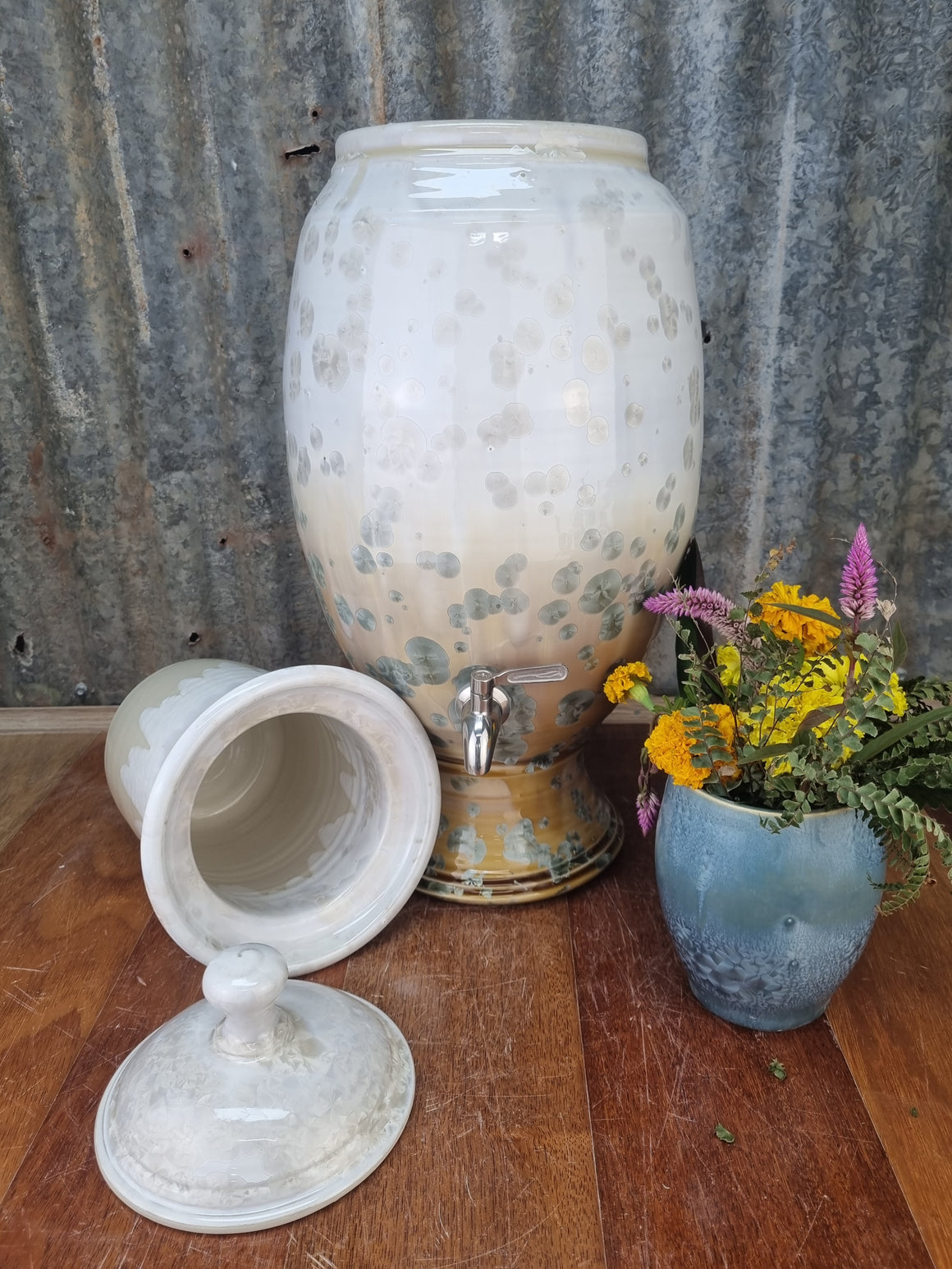 Crystalline Nickle & White Ceramic Water Filter - Peter Wallace Pottery