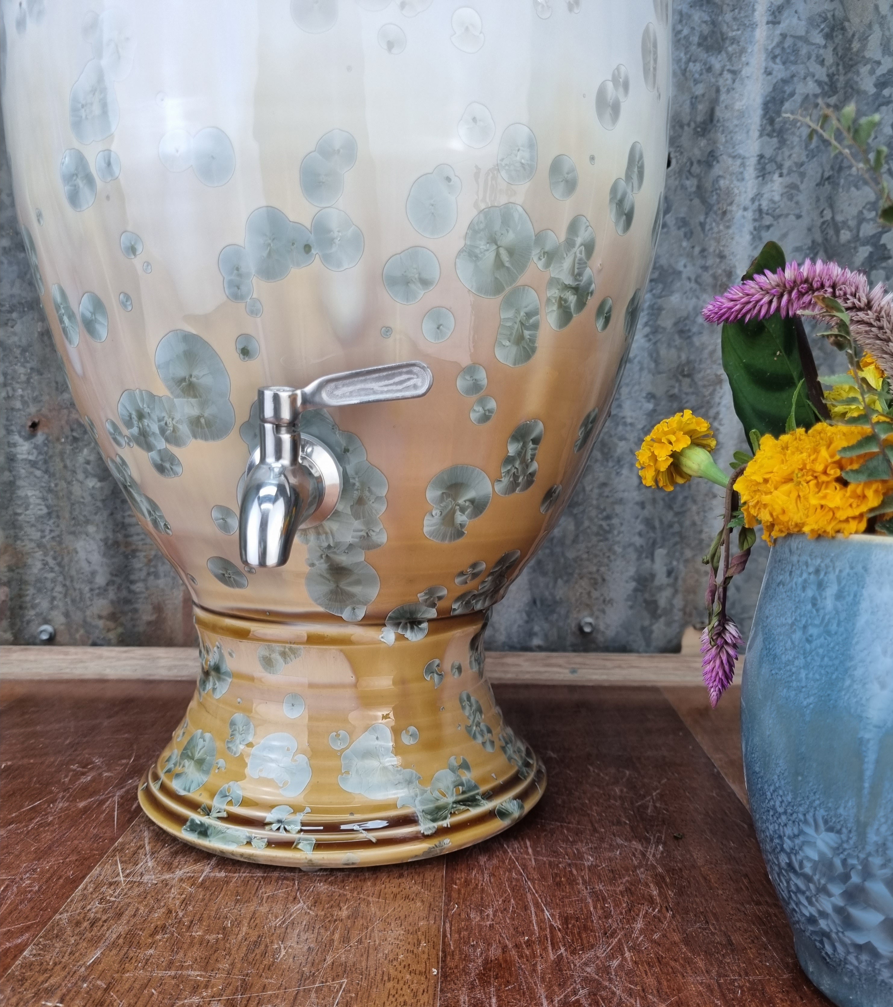 Crystalline Nickle & White Ceramic Water Filter Peter Wallace Pottery