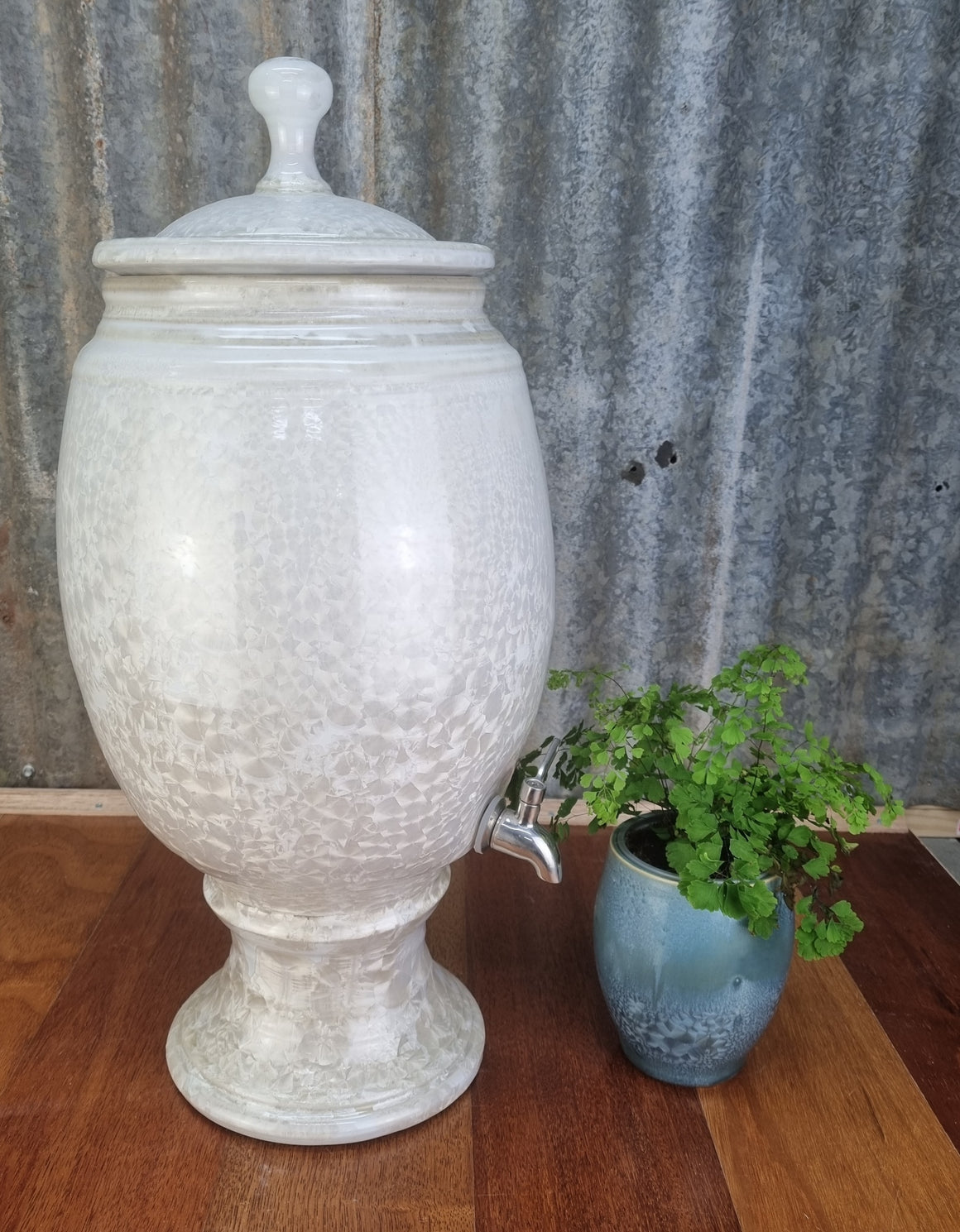 Crystalline White Ceramic Water Filter - Peter Wallace Pottery