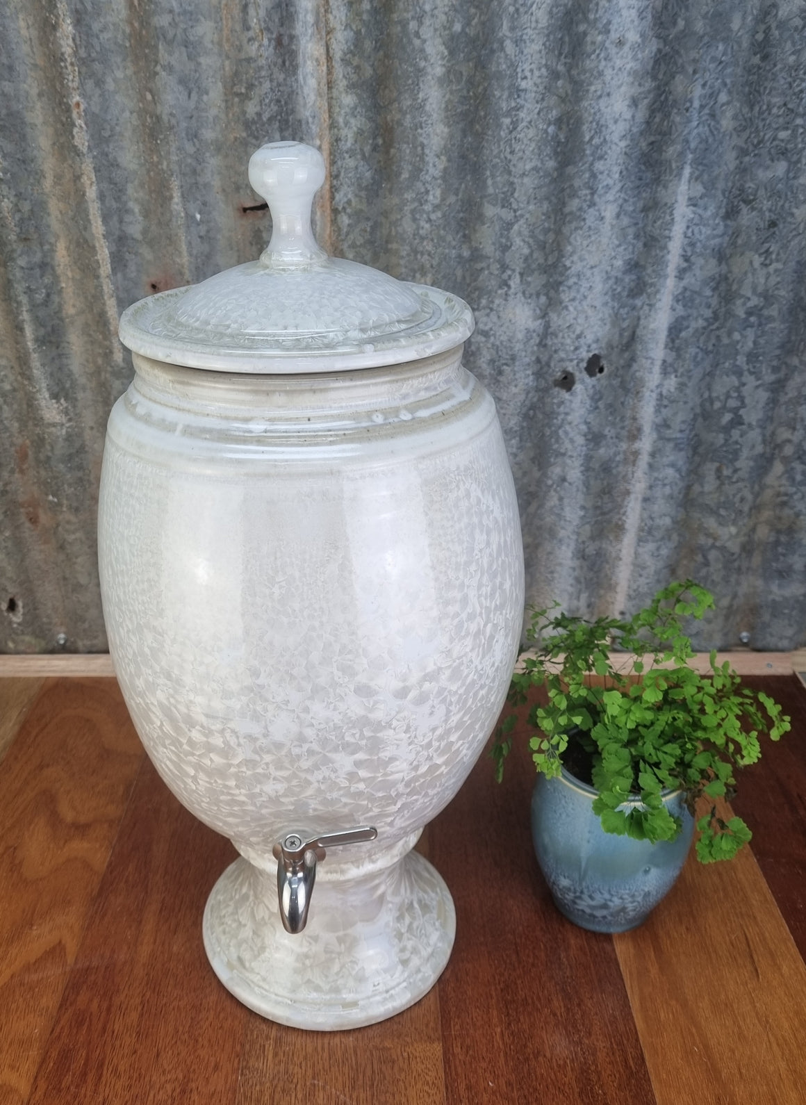 Crystalline White Ceramic Water Filter - Peter Wallace Pottery